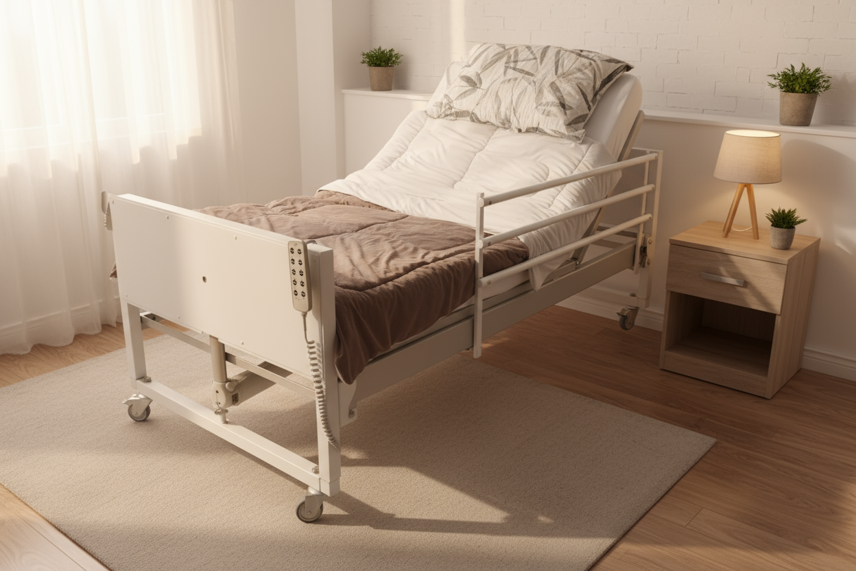 Cama Elétrica Hospitalar 8 Posições Grades em Barra