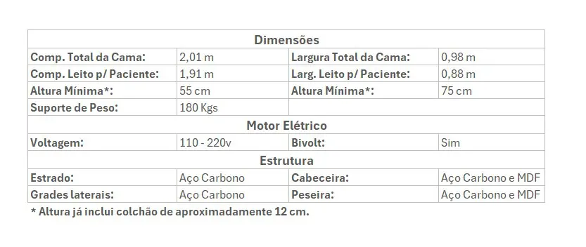 Cama Elétrica Hospitalar 8 Posições Grades em Barra - Imagem 5